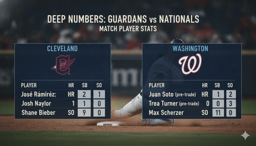cleveland guardians vs washington nationals match player stats